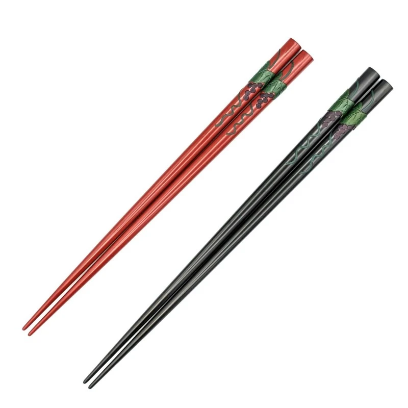 【送料無料】琉球漆器箸 ぶどう唐草　夫婦箸セット【桐箱入】 3枚目
