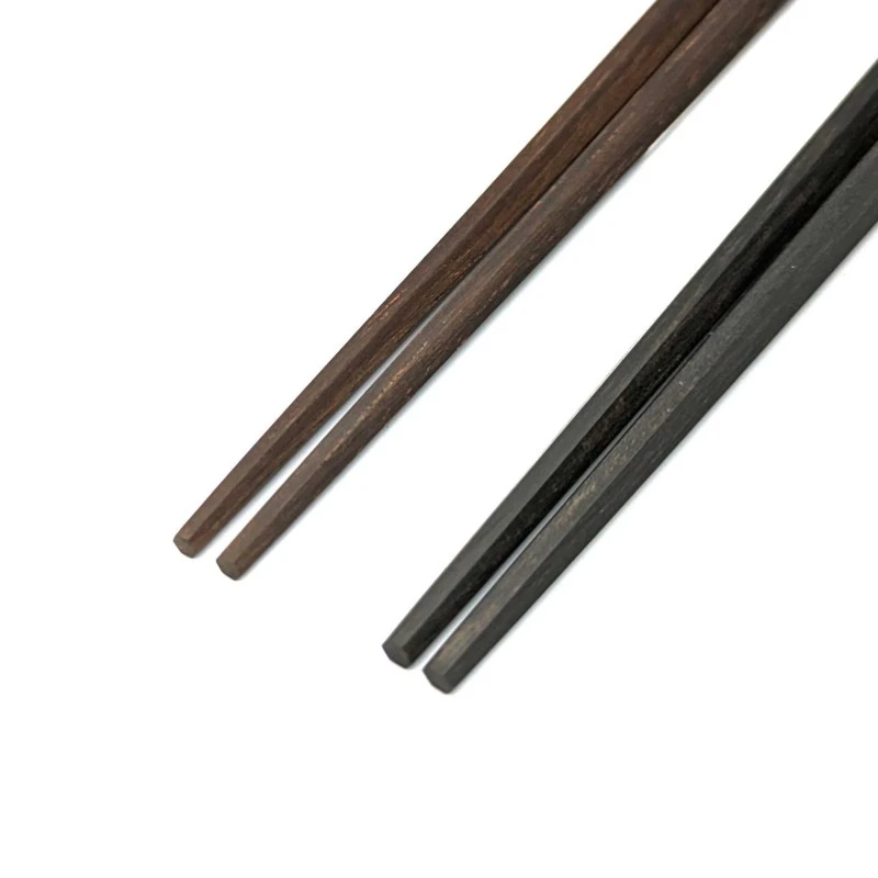 【送料無料】本黒檀　紫檀　剣　三角　夫婦箸セット【桐箱入】 1枚目