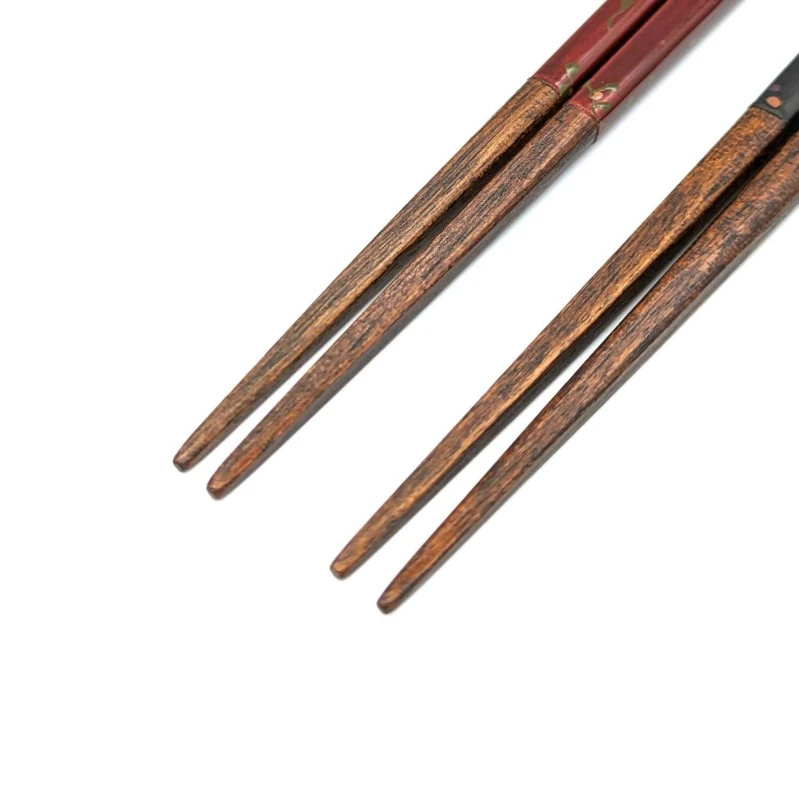 【送料無料】京漆器　螺鈿漆絵箸　黒・朱　夫婦箸セット【桐箱入】 1枚目
