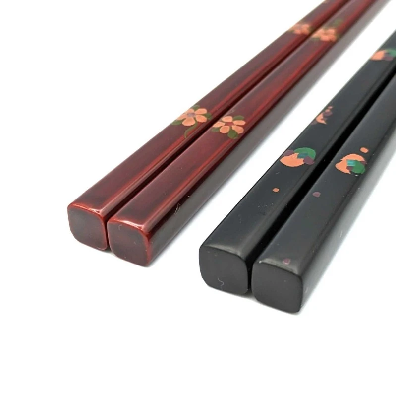 【送料無料】京漆器　螺鈿漆絵箸　黒・朱　夫婦箸セット【桐箱入】 2枚目