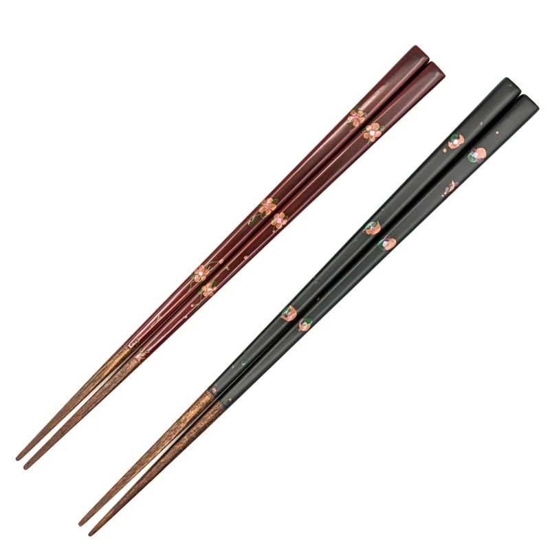 【送料無料】京漆器　螺鈿漆絵箸　黒・朱　夫婦箸セット【桐箱入】 3枚目