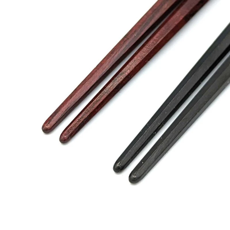 【送料無料】七角利休箸　黒檀　パープルハート　夫婦箸セット【桐箱入】 1枚目