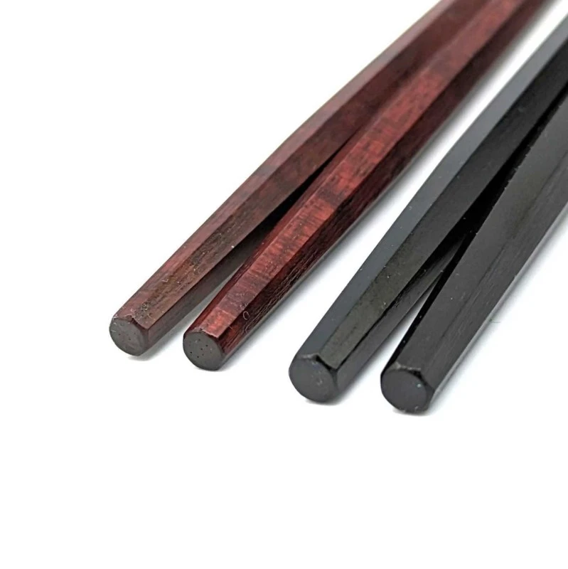 【送料無料】七角利休箸　黒檀　パープルハート　夫婦箸セット【桐箱入】 2枚目