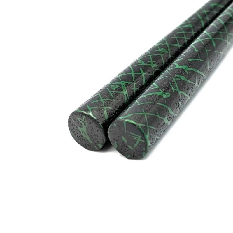 津軽塗　紋紗　丸太箸　緑 2枚目