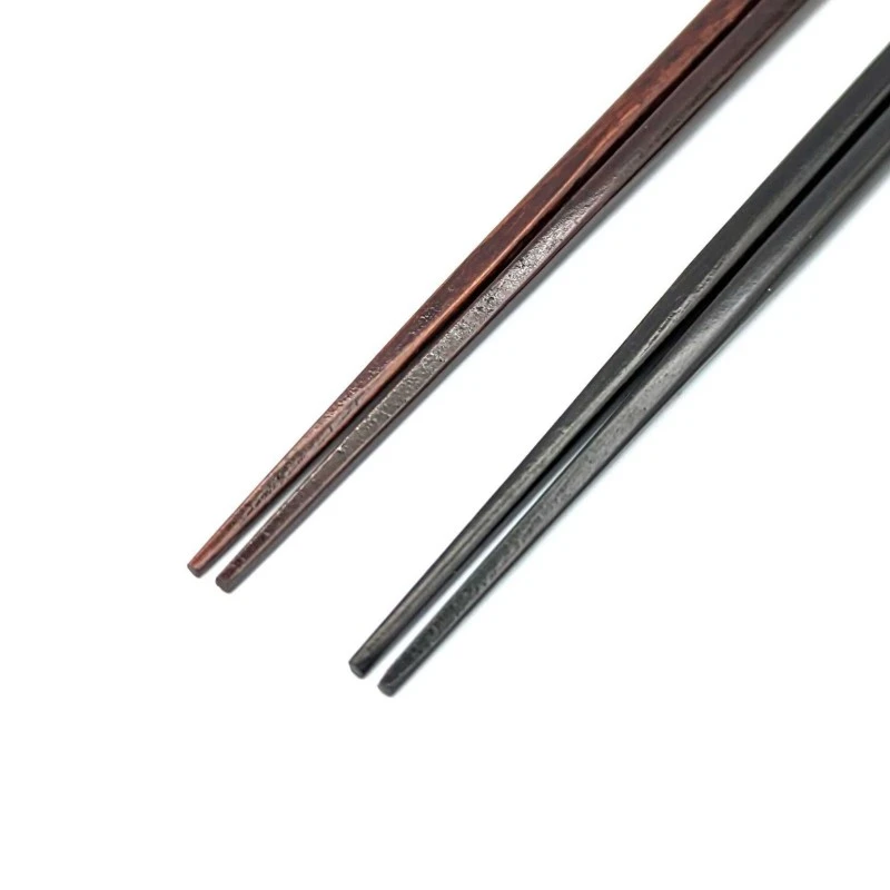 【送料無料】山中塗　極細うつろい箸　クールブラック×シルバー・シルキーピンク×シルバー　夫婦箸セット【桐箱入】 1枚目