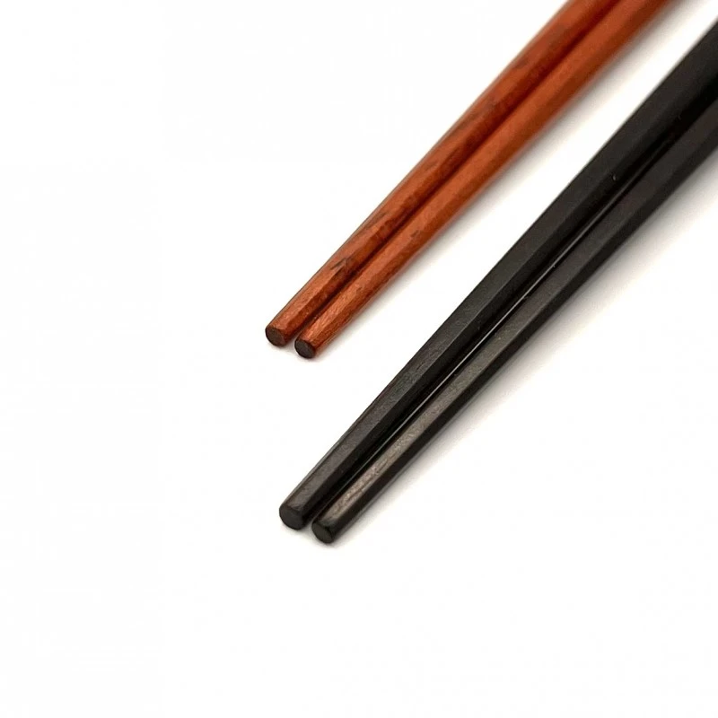 【送料無料】京都銘木 縞黒檀・サッチーネ 八角 夫婦箸セット【桐箱入】 1枚目