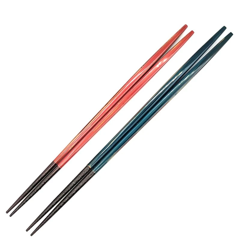 【送料無料】新潟漆器利休箸　群青・桃　夫婦箸セット【桐箱入】 3枚目
