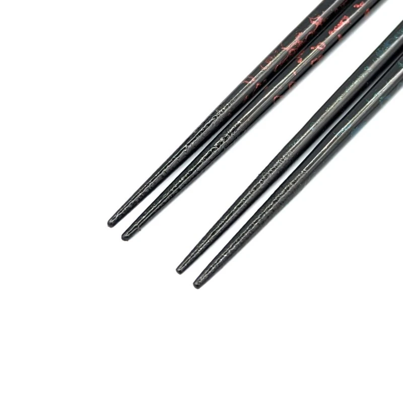 【送料無料】津軽塗箸　曜変天目　青/赤　夫婦箸セット【桐箱入】 1枚目
