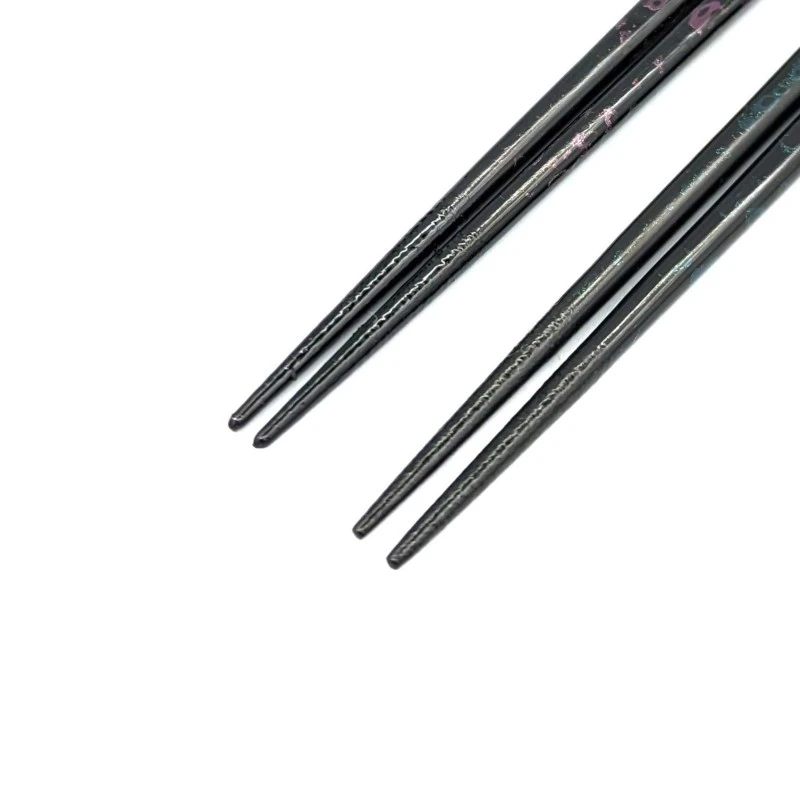 【送料無料】津軽塗箸　曜変天目　青/紫　夫婦箸セット【桐箱入】 1枚目