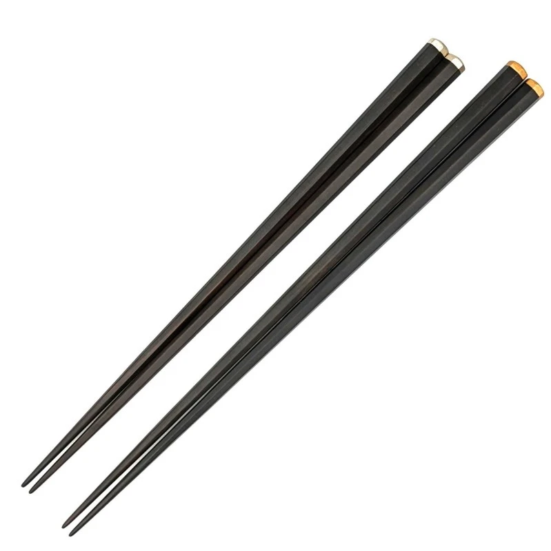 【送料無料】越前漆器　七角黒檀箸　天金・天銀　 夫婦箸セット【桐箱入】 3枚目