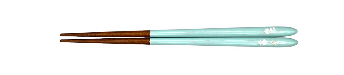 若狭塗箸　子供箸　魔法のコトバ(水色)　18cm