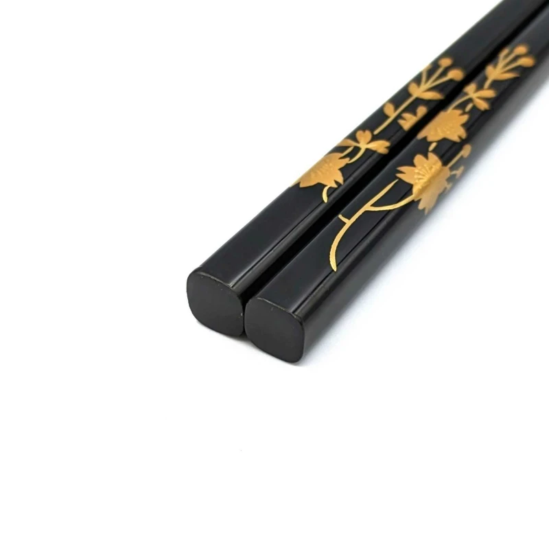 越前漆器　しだれ桜蒔絵箸　黒漆(大) 2枚目