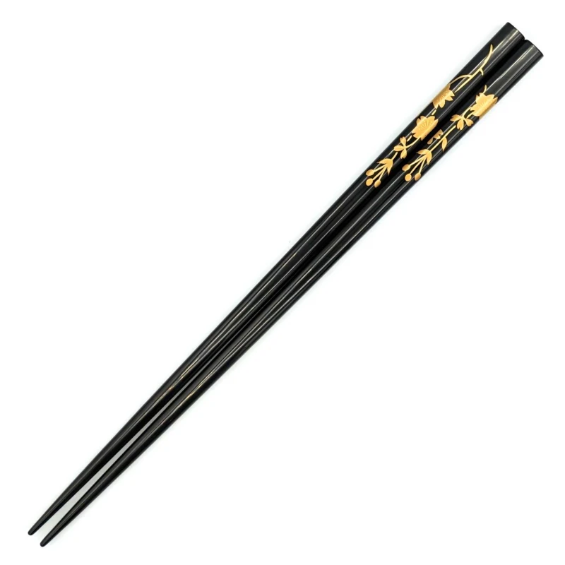 越前漆器　しだれ桜蒔絵箸　黒漆(大) 3枚目