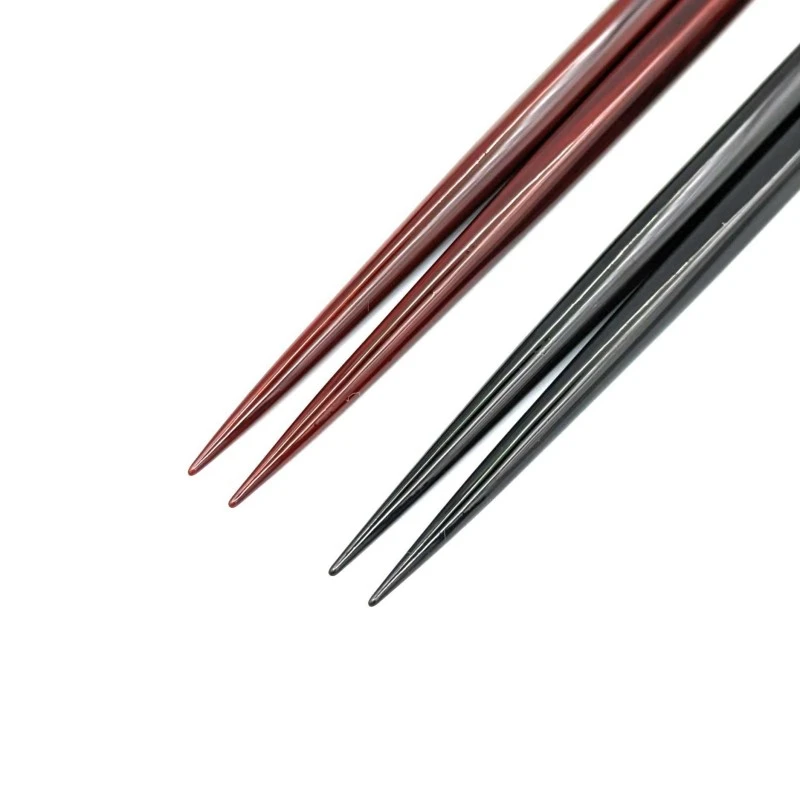 【送料無料】沈金　五角　忍　黒　赤溜　夫婦箸セット【桐箱入】 1枚目