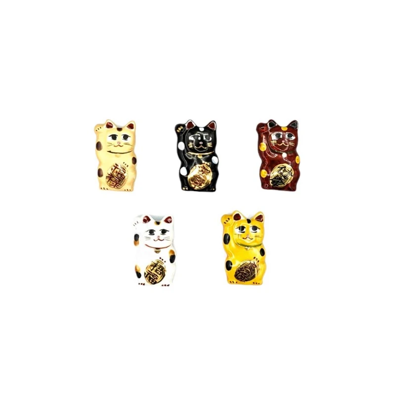 京焼 箸置 五色招き猫 5個セット