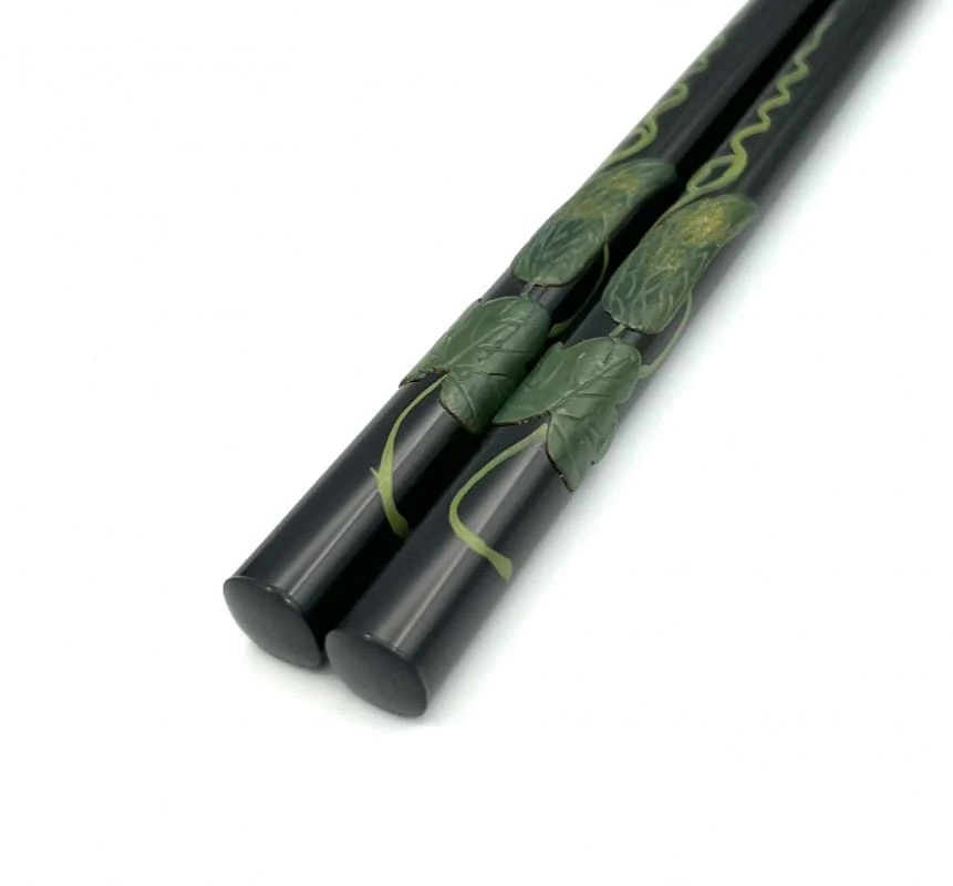 琉球漆器箸 ゴーヤ (黒) 2枚目