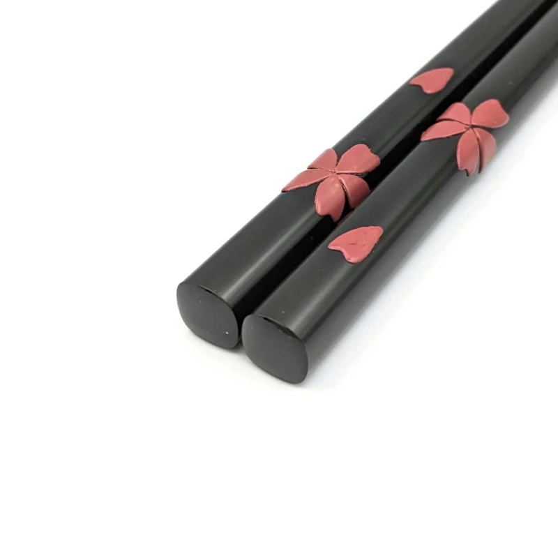 琉球漆器箸 桜 (黒) 2枚目