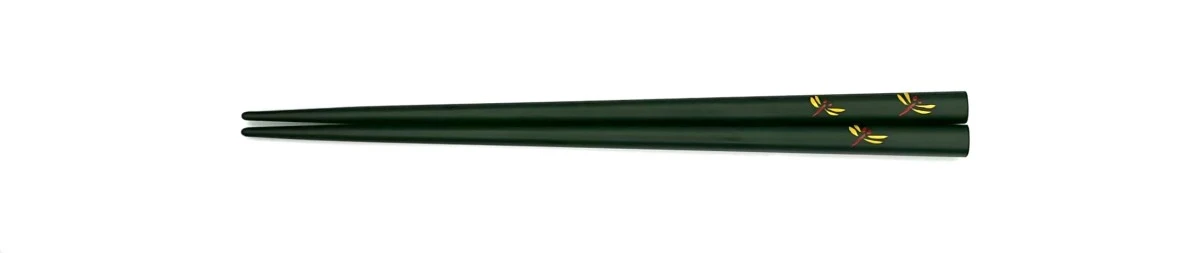 川連塗箸　トンボ　緑　16cm