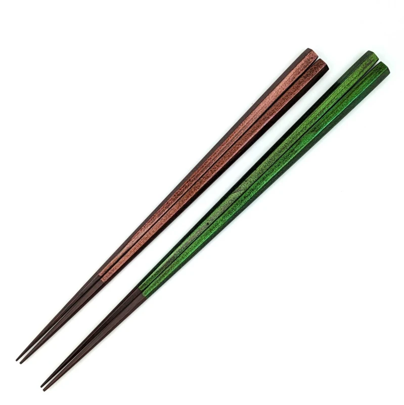【送料無料】五角　新夜空　緑・紫　夫婦箸セット【桐箱入】 3枚目