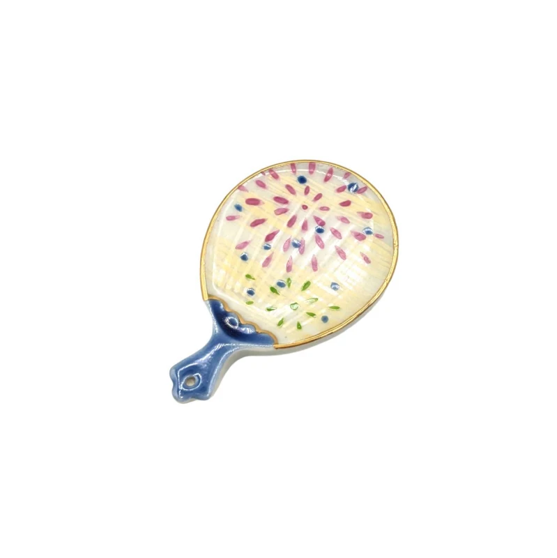 京焼　箸置　うちわ花火（赤・緑）
