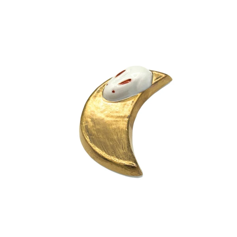 京焼　箸置　金月うさぎ