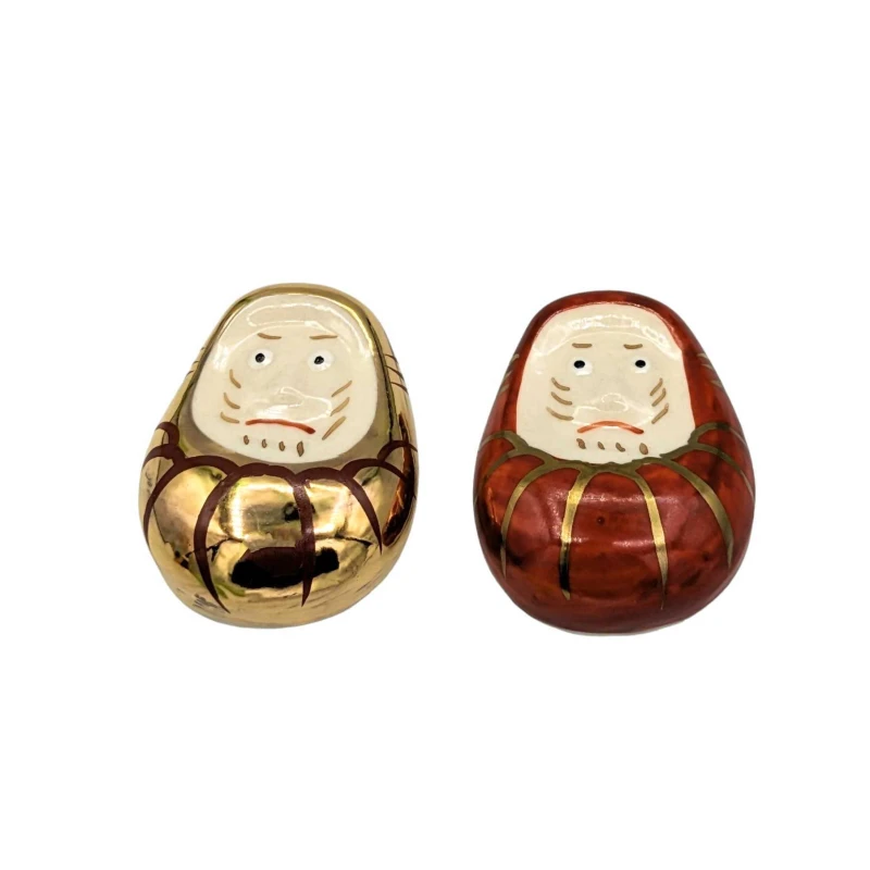 京焼　ペア箸置　赤金ダルマ