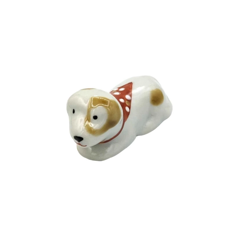 京焼　箸置　赤スタイ犬
