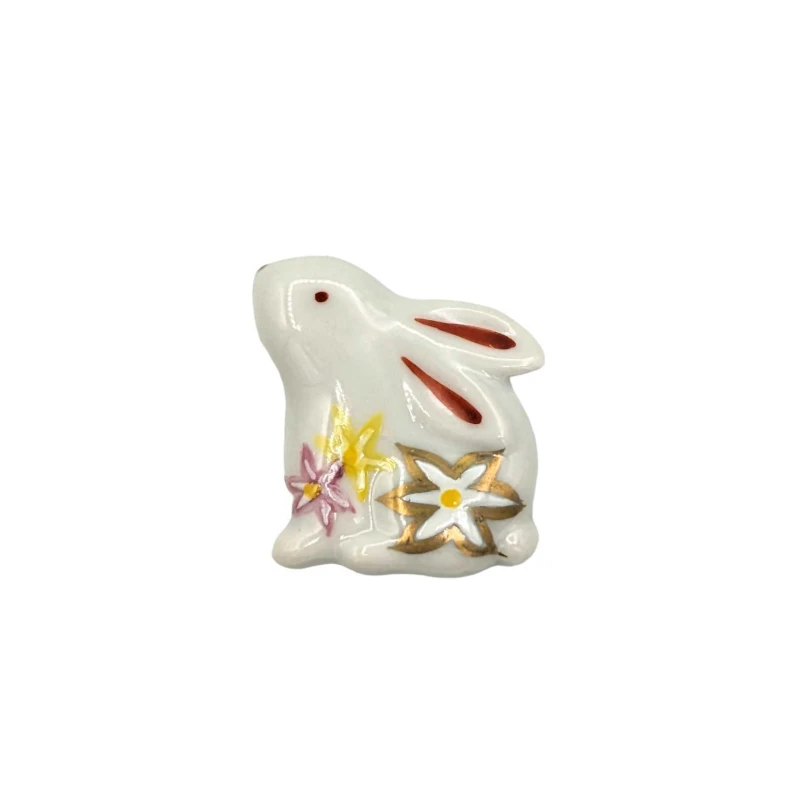 京焼　箸置　五草花金彩平形兎　鉄線