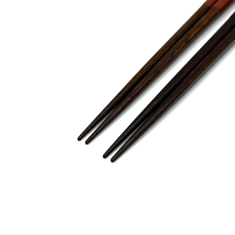 【送料無料】越前漆器　MR角箸石目　黒・朱　夫婦箸セット【桐箱入】 1枚目
