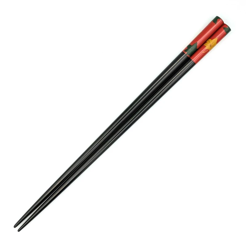 会津塗箸　塗分　紅葉(黒) 3枚目