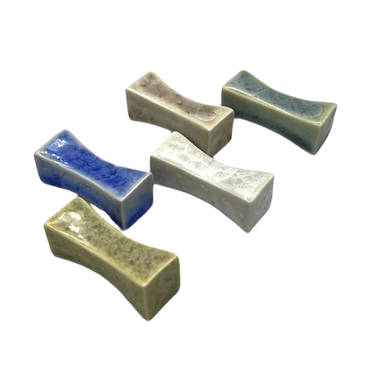 京焼　箸置　枕形　花結晶　5個組