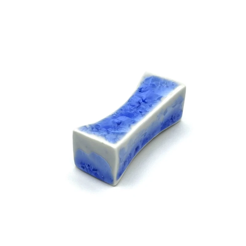 京焼　箸置　枕形　花結晶(青)