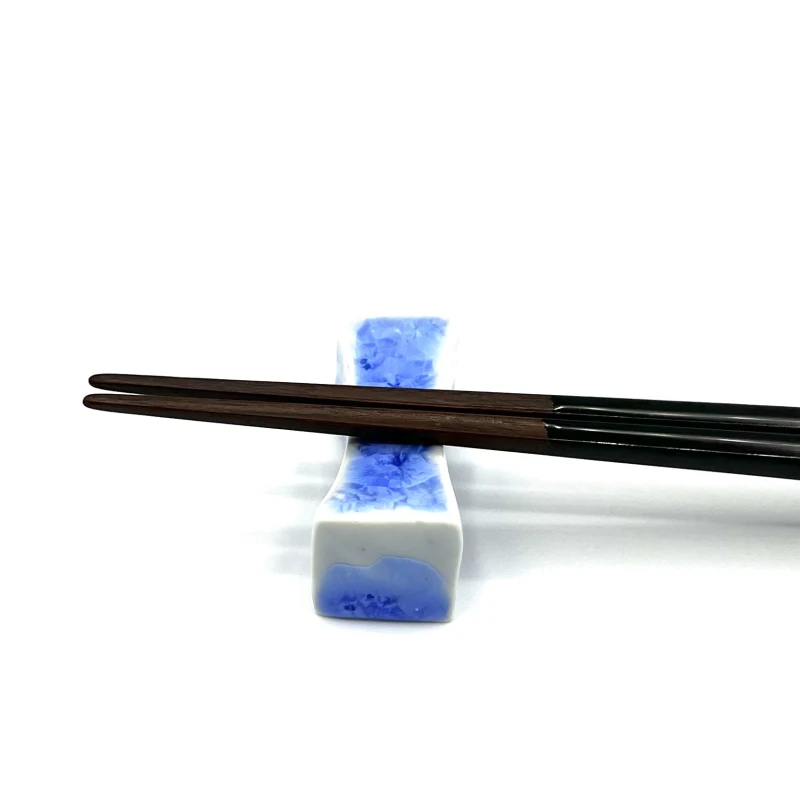 京焼　箸置　枕形　花結晶(青) 2枚目