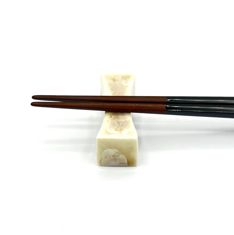京焼　箸置　枕形　花結晶(茶) 2枚目