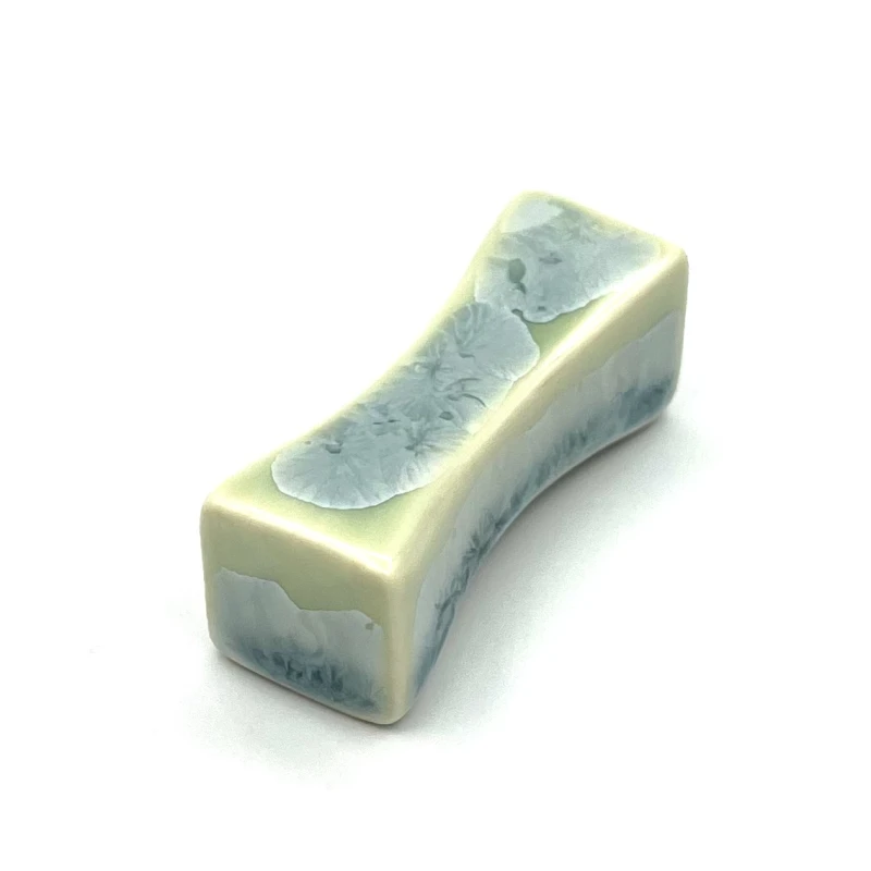 京焼　箸置　枕形　花結晶(緑)