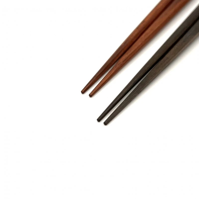 【送料無料】新潟木箸 十六角箸 黒檀・紫檀 夫婦箸セット【桐箱入】 1枚目