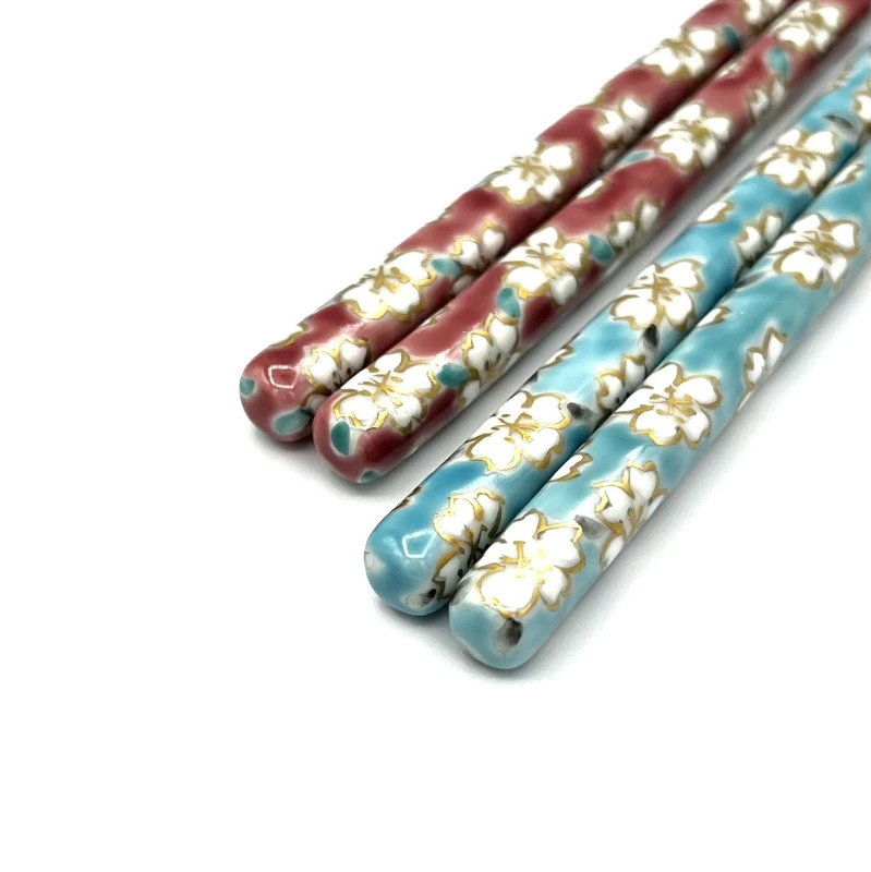 【送料無料】京清水箸　色絵桜　夫婦箸セット【桐箱入】 2枚目