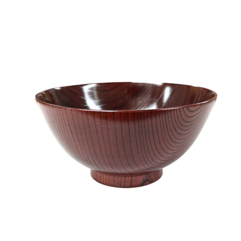 山中塗　欅58大椀　茜スリ漆