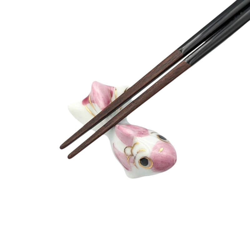京焼　箸置　金魚(ピンク) 2枚目