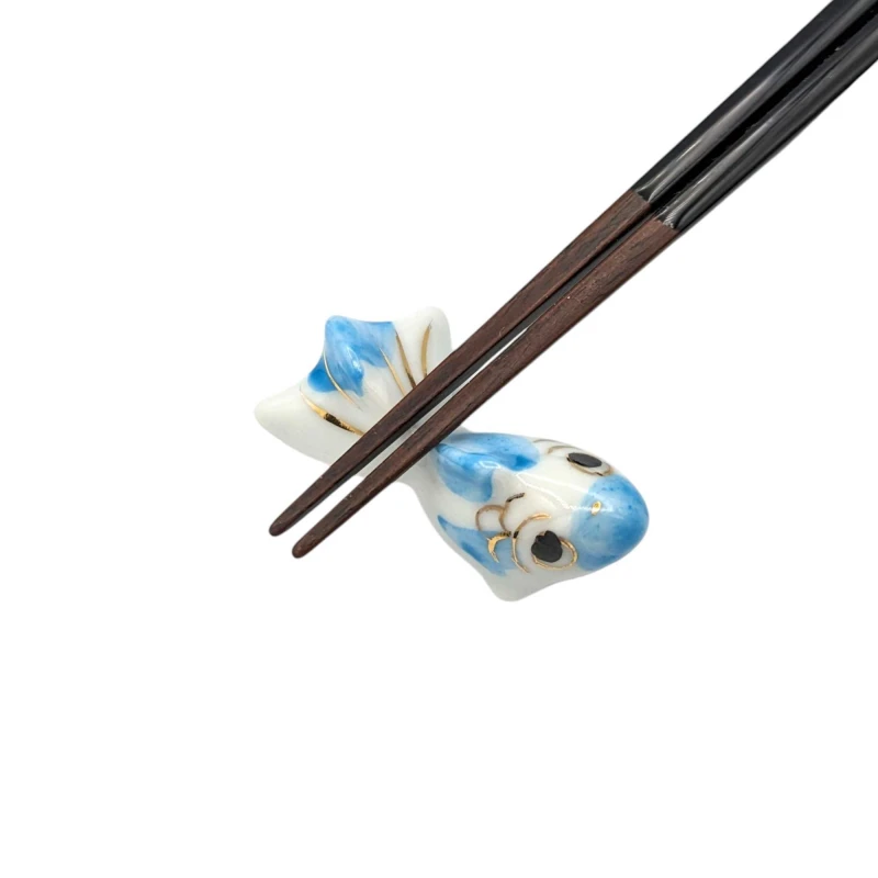 京焼　箸置　金魚(水色) 2枚目