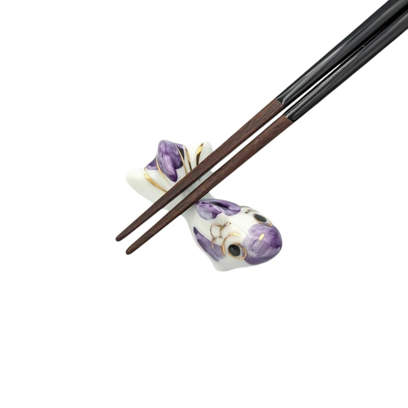 京焼　箸置　金魚(紫) 2枚目