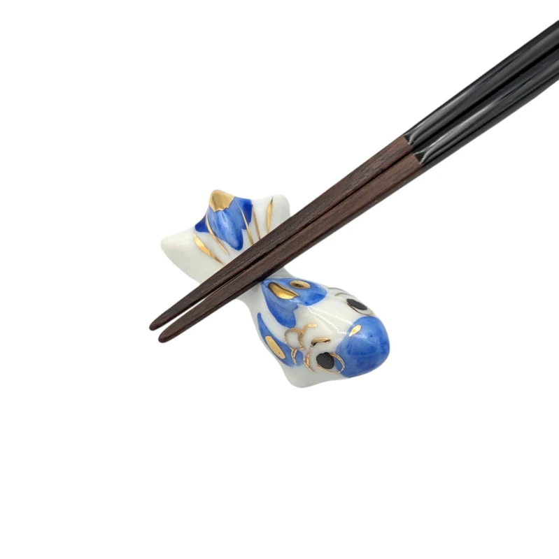 京焼　箸置　金魚(青・金) 2枚目