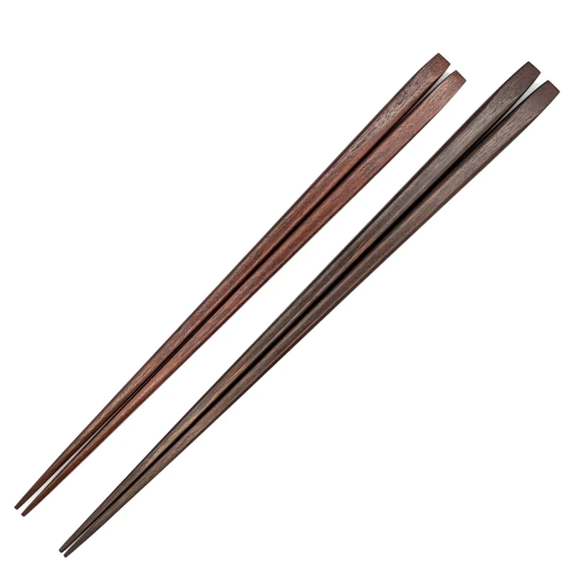 【送料無料】三味胴先角目止め黒・茶摺り　夫婦箸セット【桐箱入】 3枚目