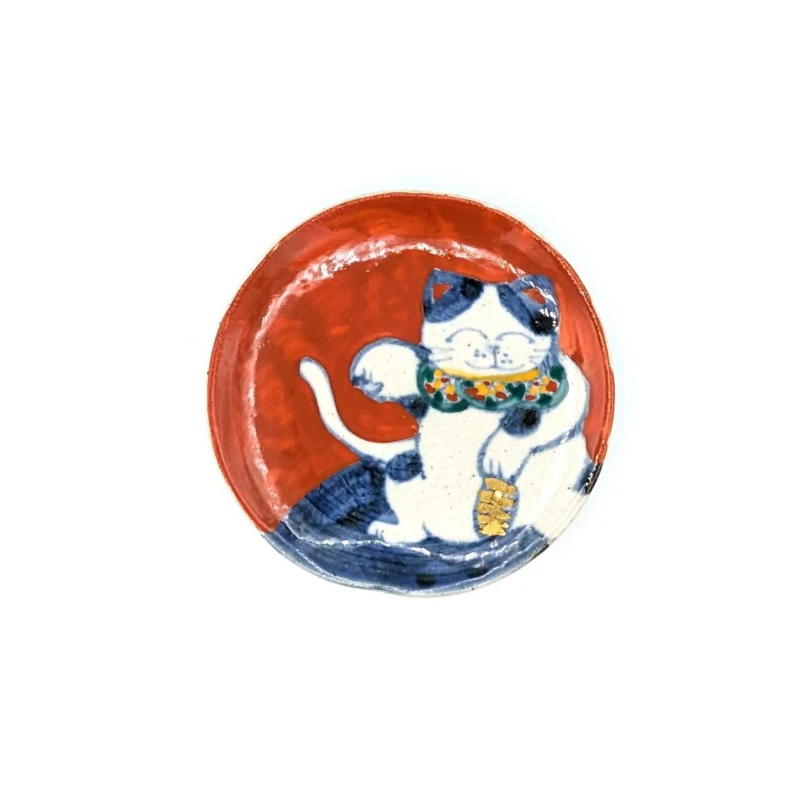 有田焼　手塩皿　招きねこ