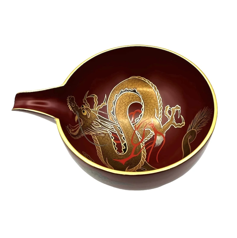会津塗　銀朱水龍蒔絵　酒器セット　片口(大/中) カップ(大/中)  3枚目