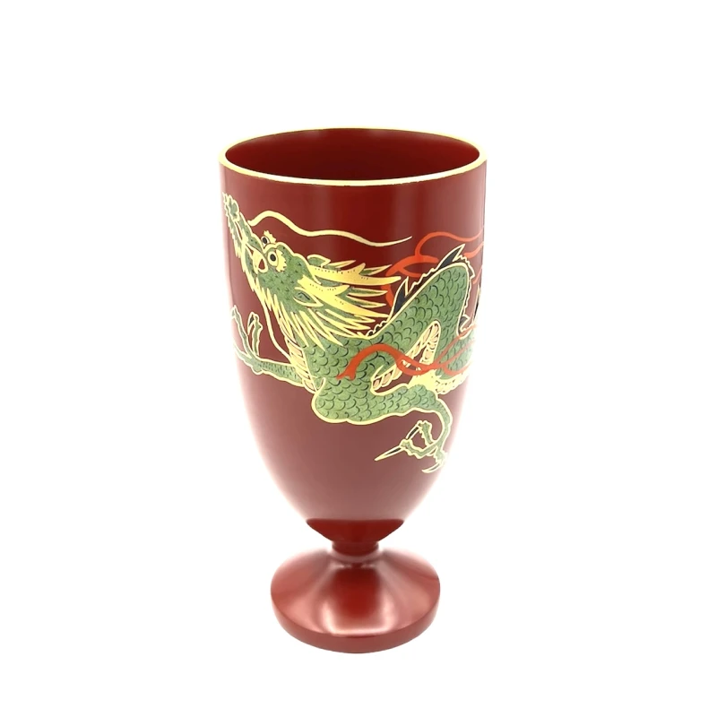 会津塗　銀朱水龍蒔絵　酒器セット　片口(大/中) カップ(大/中)  4枚目