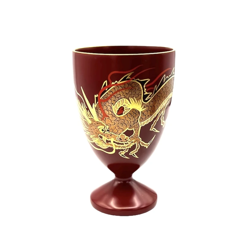 会津塗　銀朱水龍蒔絵　酒器セット　片口(大/中) カップ(大/中)  5枚目