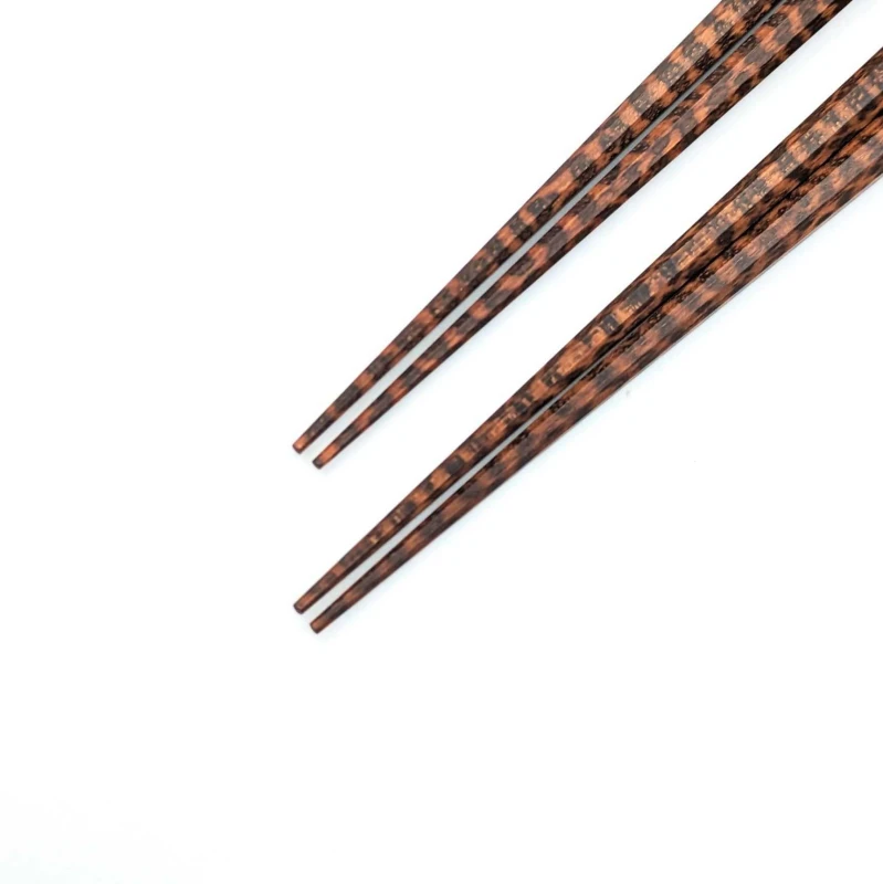 【送料無料】新潟木箸　逸品箸　スネーク八角金象嵌　夫婦箸セット【桐箱入】 1枚目