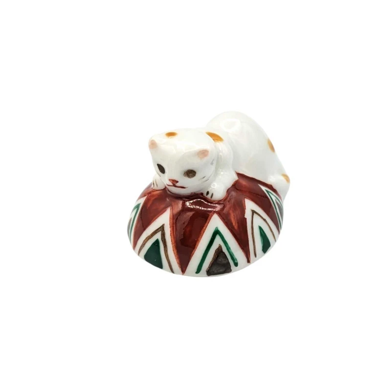 京焼　箸置　まり猫(赤)