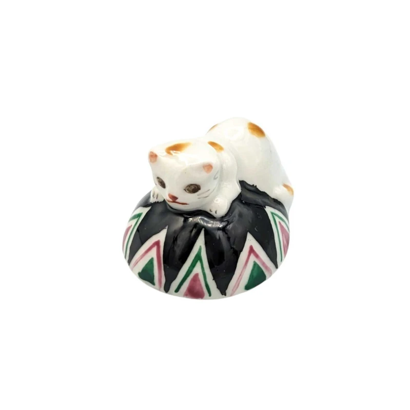 京焼　箸置　まり猫(黒)